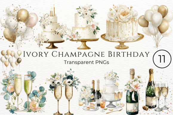 Download Ivory Champagne Birthday Clipart - Art Collection