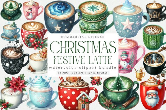 Download Watercolor Festive Latte Clipart Png - Art Collection
