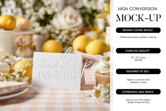Download 3.5x2 Place Card Mockup PSD Smart Object - Art Collection