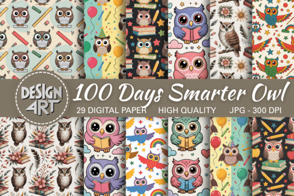 Download 100 Days Smarter Owl Pattern - Art Collection