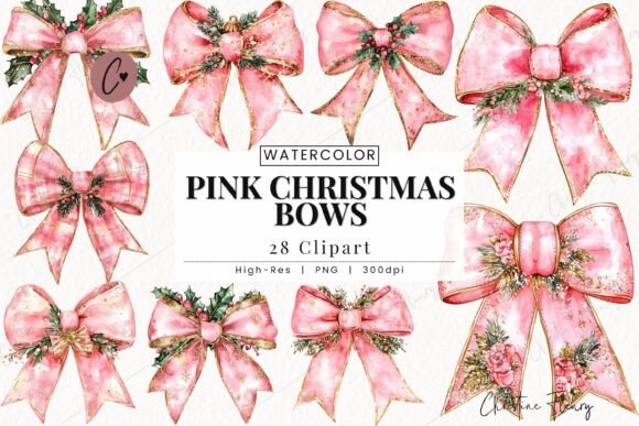 Download Pink Christmas Bow Clipart - Art Collection